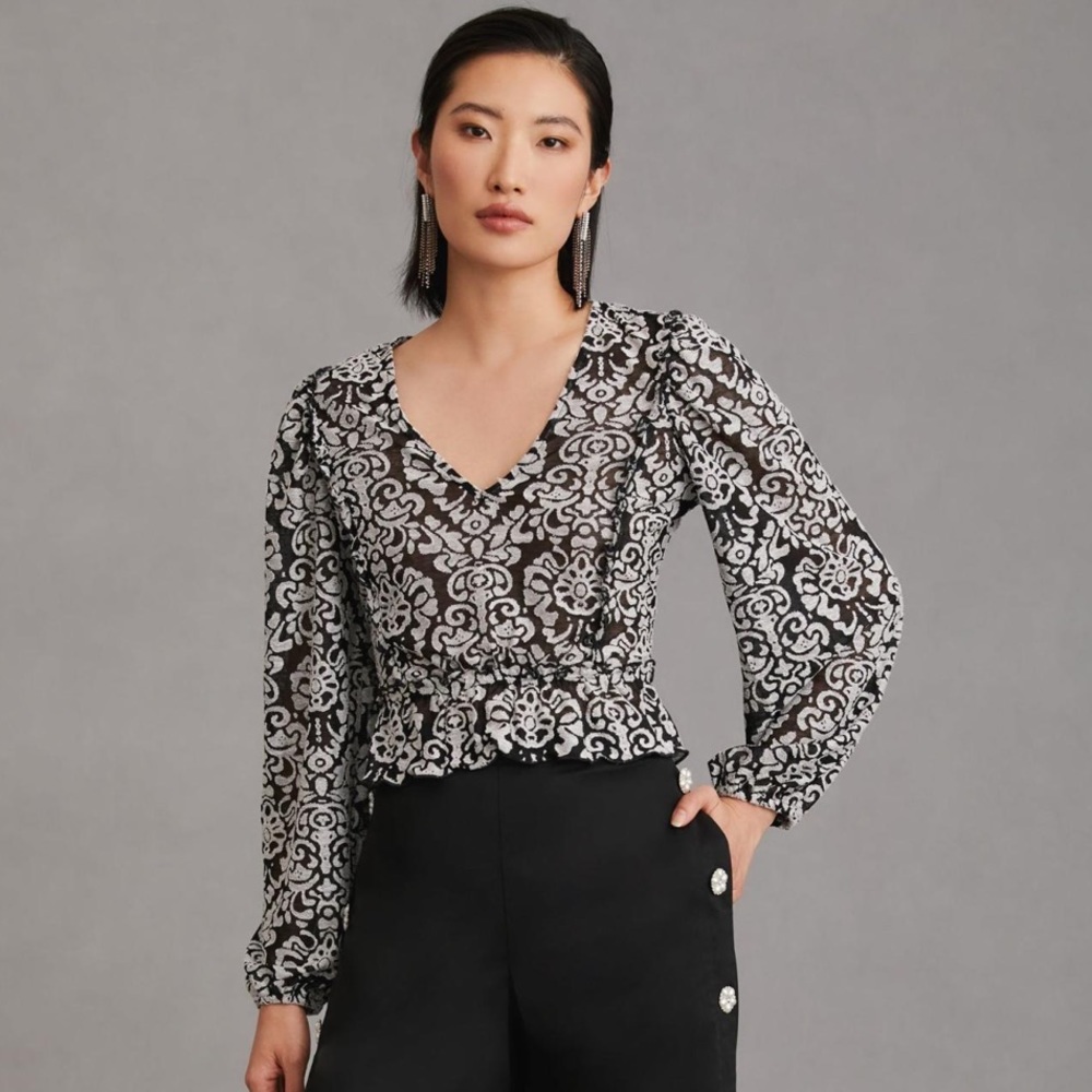 Anthropologie Black and White Blouse